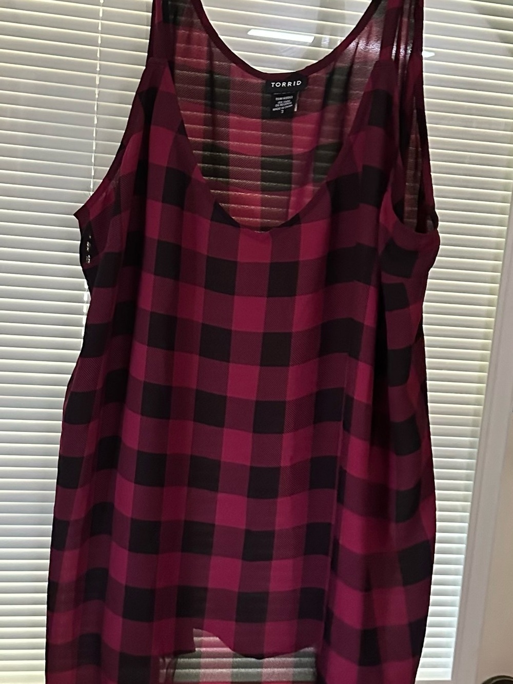 torrid Magenta and Black Buffalo Check Sleeveless Camisole